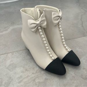 Beautiful short heel two tone bootie